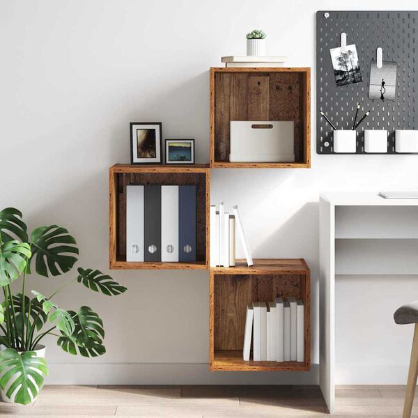 vidaXL Armadietto a muro con lo scaffale Legno vecchio 37 x 37 x 37 cm