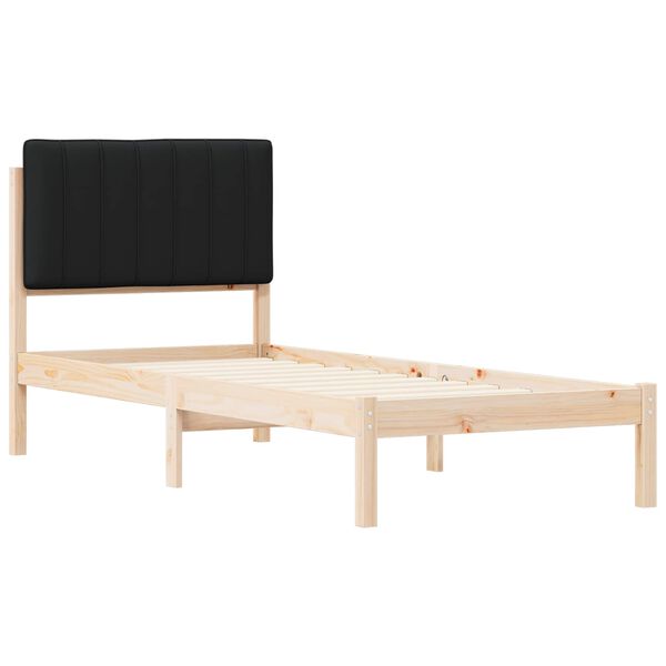 vidaXL Letto con Testiera Rivestita Nero 80 x 200 cm Pino massello