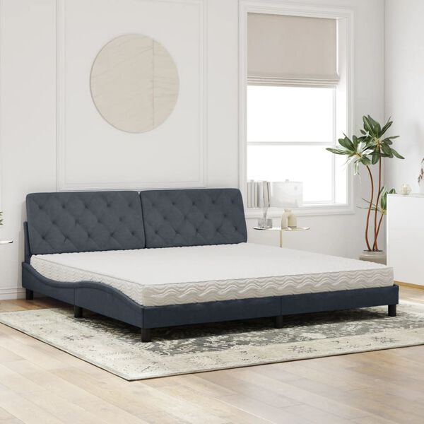 vidaXL Letto con Materasso Grigio Scuro 200x200 cm Velluto