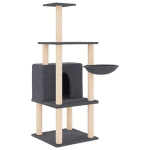 vidaXL Albero per Gatti con Tiragraffi in Sisal Grigio Scuro 132 cm