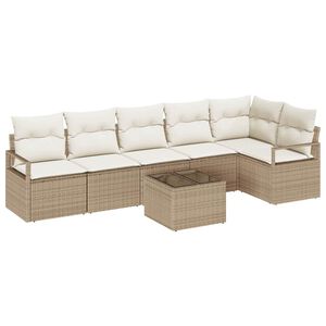 vidaXL Set di divani con cuscino 7 pcs Beige polyrattan