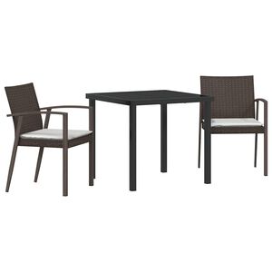 vidaXL Set da Pranzo per Giardino 3 pcs Marrone e Nero Rattan in PE