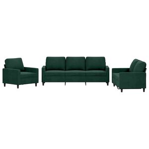 vidaXL Set di Divani 3 pz con Cuscini Verde scuro in Velluto
