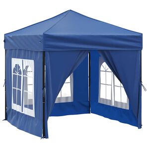 vidaXL Tenda per Feste Pieghevole con Pareti Laterali Blu 2x2 m