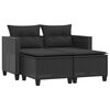 vidaXL Divano da Giardino 2 Posti con Sgabelli Nero in Polyrattan