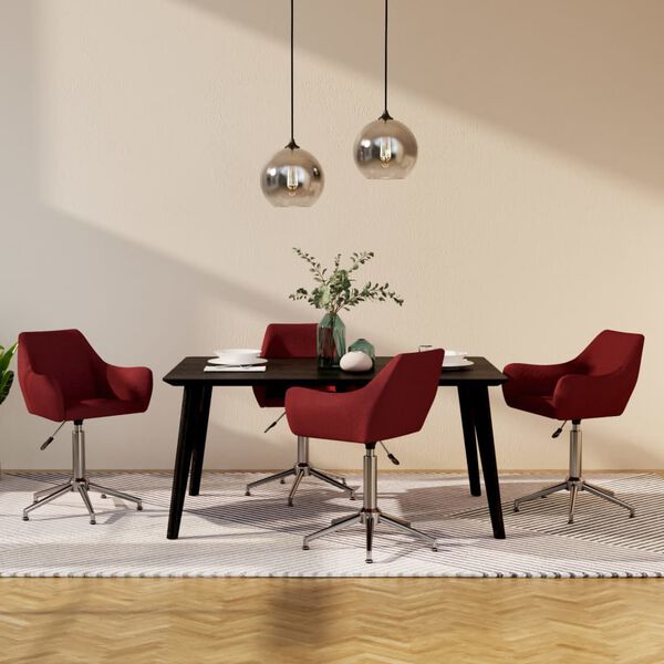 vidaXL Sedie da Pranzo Girevoli 4 pz Rosso Vino in Tessuto