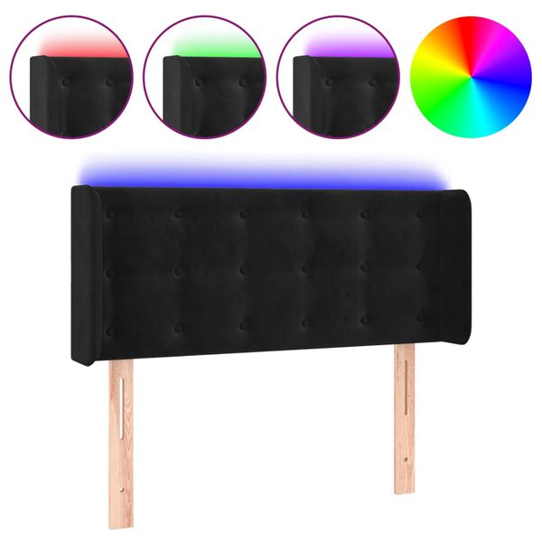 vidaXL Testiera a LED Nera 83x16x78/88 cm in Velluto