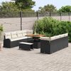 vidaXL Set Divano da Giardino con cuscino 11 pcs Nero Poly Rattan