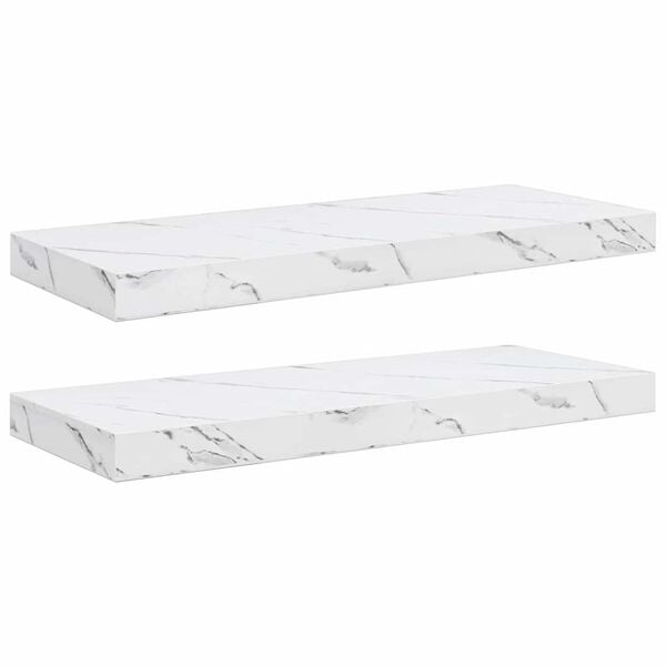 vidaXL Scaffale da parete 2 pcs Marmo Bianco 60 x 23,5 x 4 cm