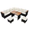 vidaXL Set Divani da Giardino 7 pz con Cuscini in Polyrattan Nero