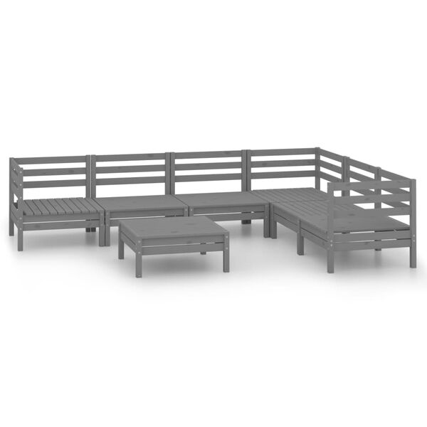 vidaXL Set Salotto da Giardino 7 pz in Legno Massello di Pino Grigio