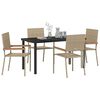 vidaXL Set da Pranzo per Giardino con cuscino 5 pcs Beige polyrattan