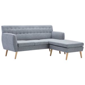 vidaXL Divano a L Rivestito in Tessuto 171,5x138x81,5 cm Grigio Chiaro