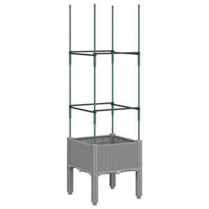 vidaXL Fioriera da Giardino e Graticcio Grigio Chiaro 40x40x142,5cm PP