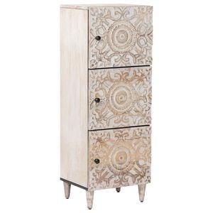 vidaXL Mobile Alto Bianco 40 x 33,5 x 110 cm Legno di mango massello