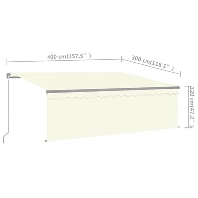 vidaXL Tenda da Sole Retrattile Manuale con LED 4x3 m Crema