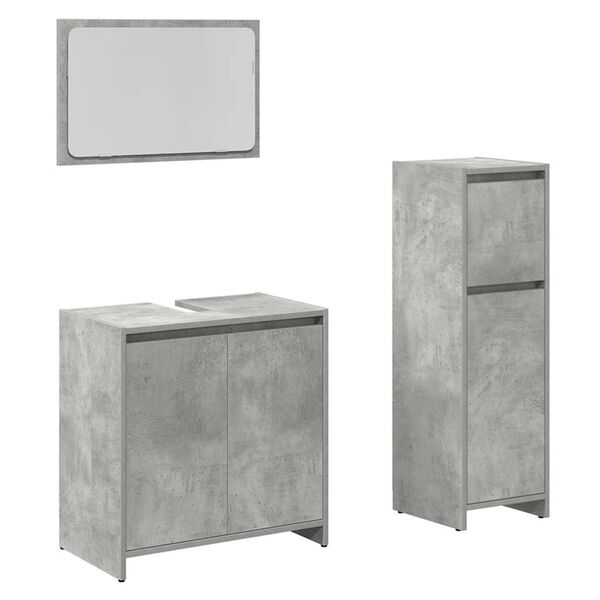 vidaXL Set Mobili da Bagno 3 pz Grigio Cemento in Legno Multistrato