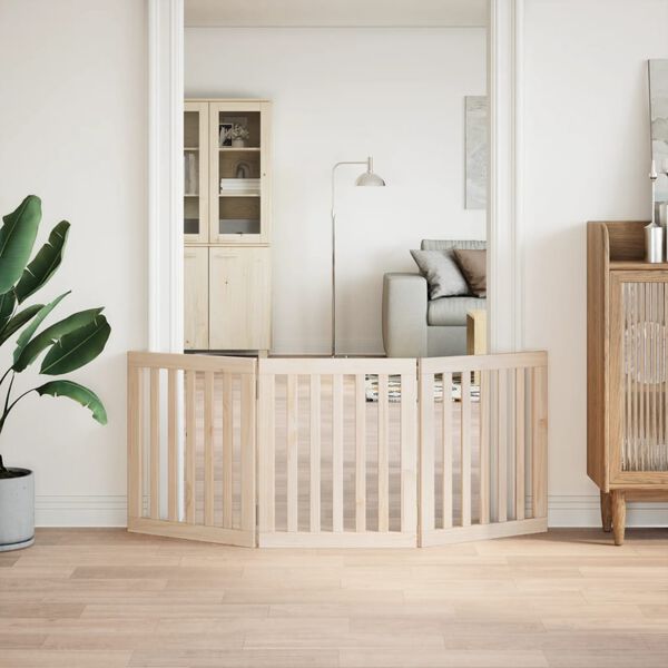 vidaXL Cancelletto per cani pieghevole a 3 pannelli 150 cm in legno di pioppo