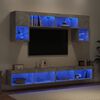 vidaXL Mobili TV a Muro con LED 6pz Grigio Cemento Legno Multistrato