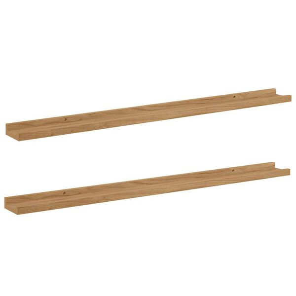 vidaXL Scaffale da parete con lo scaffale 2 pcs Marrone 100 x 9 x 3 cm