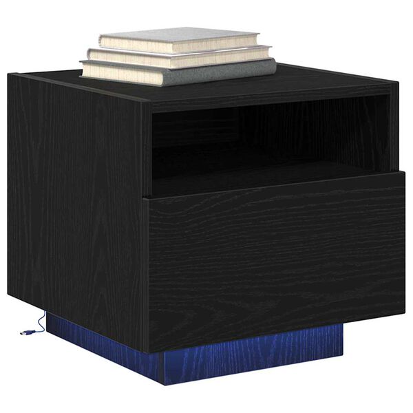 vidaXL Armadio da Notte con cassetto 2 pcs Rovere Nero 40 x 39 x 37 cm