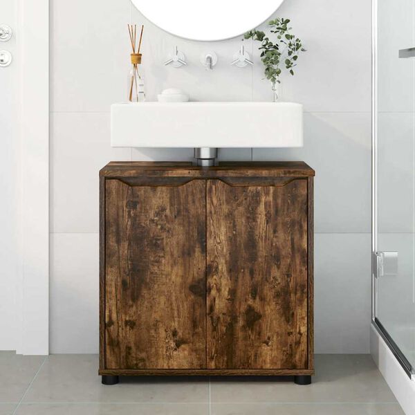 vidaXL Mobile per lavabo da bagno Rovere fum&eacute; 60 x 30 x 60 cm