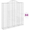 vidaXL Cesti Gabbioni ad Arco 4 pz 200x30x200/220 cm Ferro Zincato