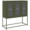 vidaXL Credenza Verde Oliva 100,5x39x107 cm Acciaio Laminato a Freddo