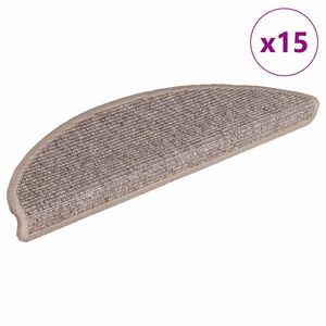 vidaXL Tappetini per scale 15 pz 56x17x3 cm Beige scuro Semicircolari
