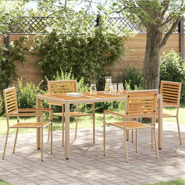 vidaXL Sedie impilabili da giardino 4 pcs Marrone e Beige