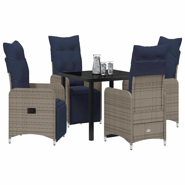 vidaXL Set da Pranzo per Giardino 5 pcs Grigio polyrattan