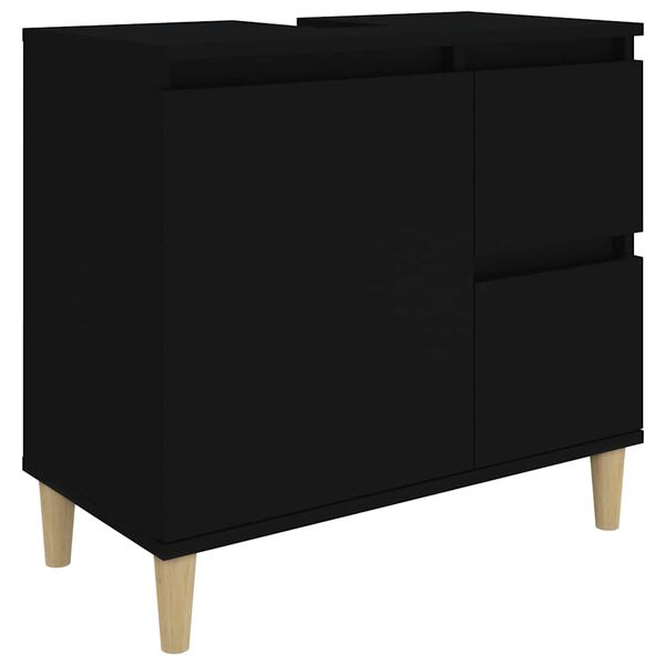 vidaXL Armadietto da Bagno Nero 65x33x60 cm in Legno Multistrato