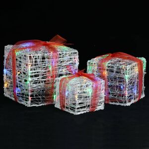 vidaXL Scatole Regalo Decorative Natale in Acrilico 3 pz Colorate