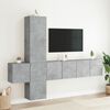 vidaXL Mobili TV a Muro con LED 5pz Grigio Cemento Legno Multistrato
