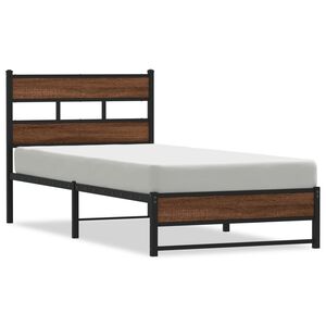 vidaXL Giroletto senza Materasso in Metallo Rovere Marrone 75x190 cm