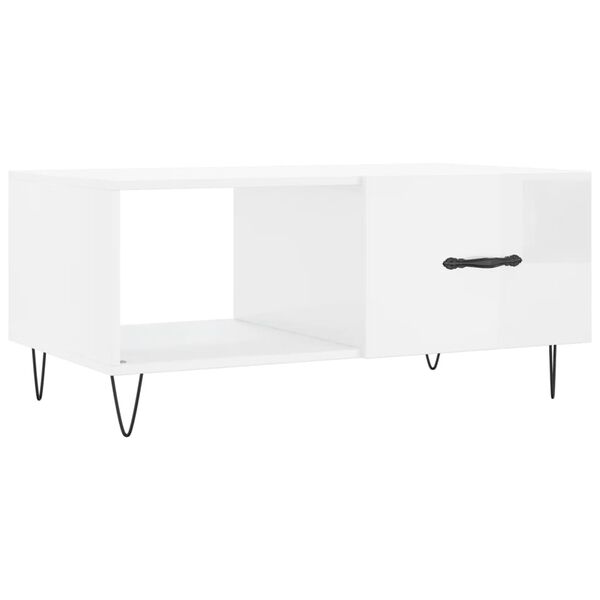 vidaXL Tavolino da Salotto Bianco Lucido 90x50x40 cm Legno Multistrato