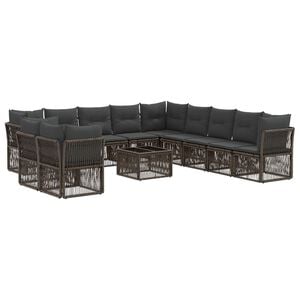 vidaXL Set Divano da Giardino 12 pcs Grigio polyrattan