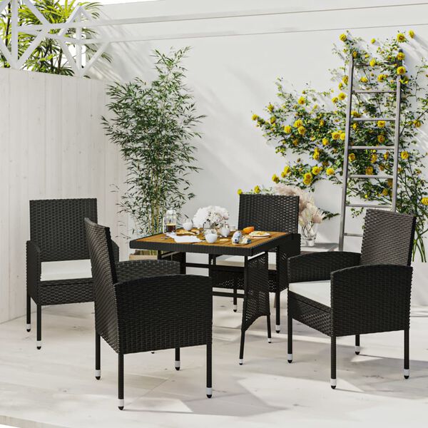 vidaXL Set da Pranzo per Giardino 5 pz in Polyrattan Nero