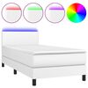 vidaXL Giroletto Molle con Materasso e LED Bianco 90x190 cm Similpelle