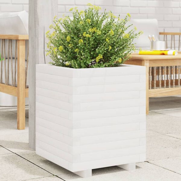 vidaXL Fioriera da Giardino Bianca 40x40x49,5cm Legno Massello di Pino