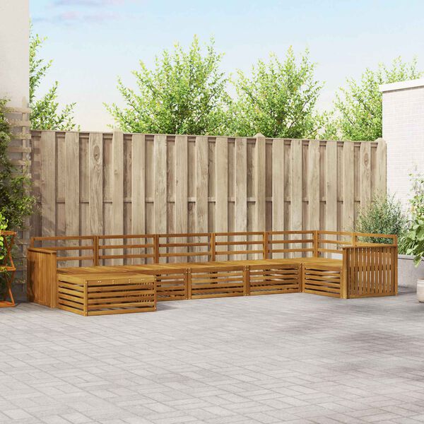 vidaXL Set divani 7 pcs Naturale Legno di Acacia Massello