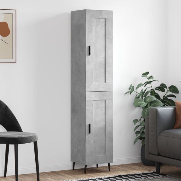 vidaXL Credenza Grigio Cemento 34,5x34x180 cm in Legno Multistrato