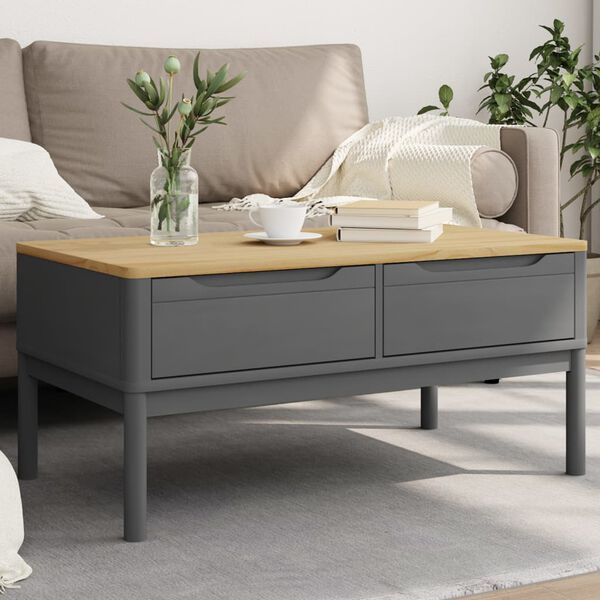 vidaXL Tavolino FLORO Grigio 99x55,5x45 cm in Legno di Pino
