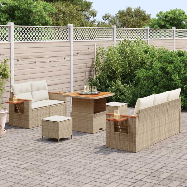 vidaXL Set Divano da Giardino 10 pcs Beige e Crema polyrattan