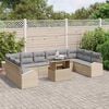 vidaXL Set Divano da Giardino con cuscino 11 pcs Beige Poly Rattan