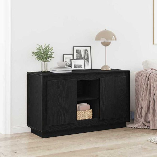 vidaXL Credenza Rovere Nero 102 x 35 x 60 cm Legno multistrato