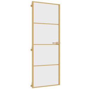 vidaXL Porta Interni Sottile Oro 76x201,5cm Vetro Temperato Alluminio