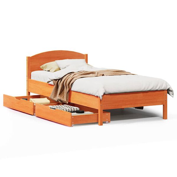 vidaXL Letto senza Materasso Marrone Cera 90x200 cm Legno di Pino