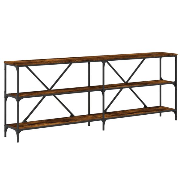 vidaXL Tavolo Consolle Rovere Fumo 200x30x75cm Legno Multistrato Ferro
