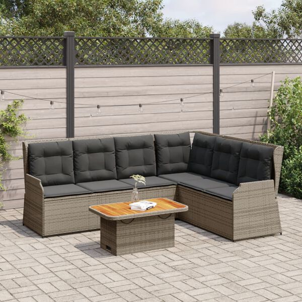 vidaXL Set Divani da Giardino 5 pz con Cuscini in Polyrattan Grigio